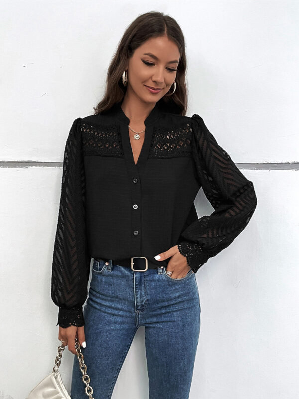 Button Up Notched Long Sleeve Shirt - Image 2