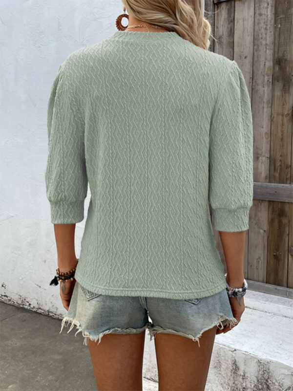 Round Neck Puff Sleeve Blouse - Image 9