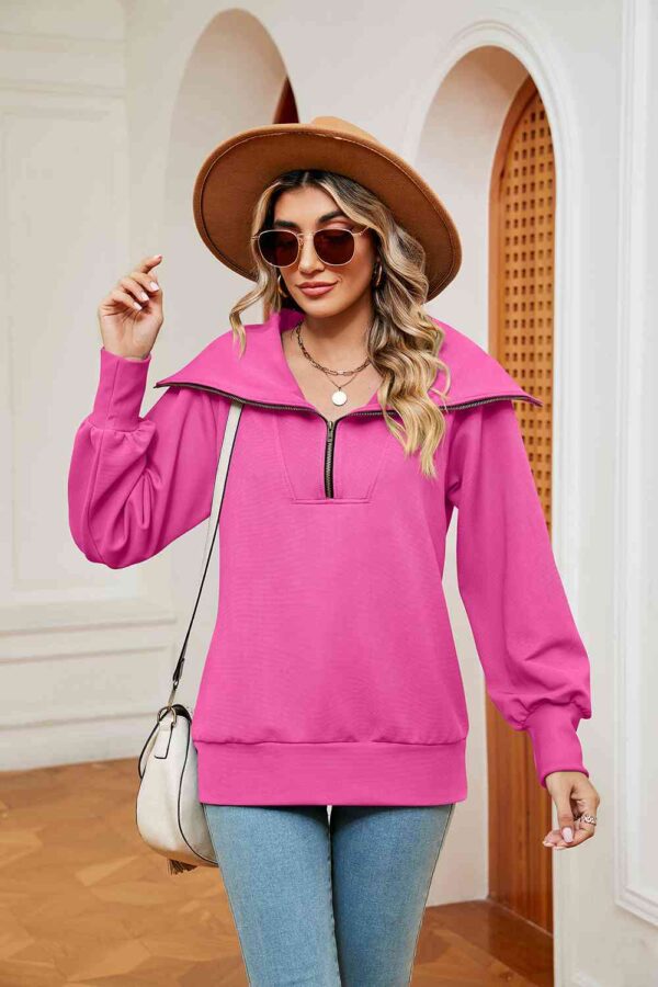 Half-Zip Collared Sweatshirt - Image 18