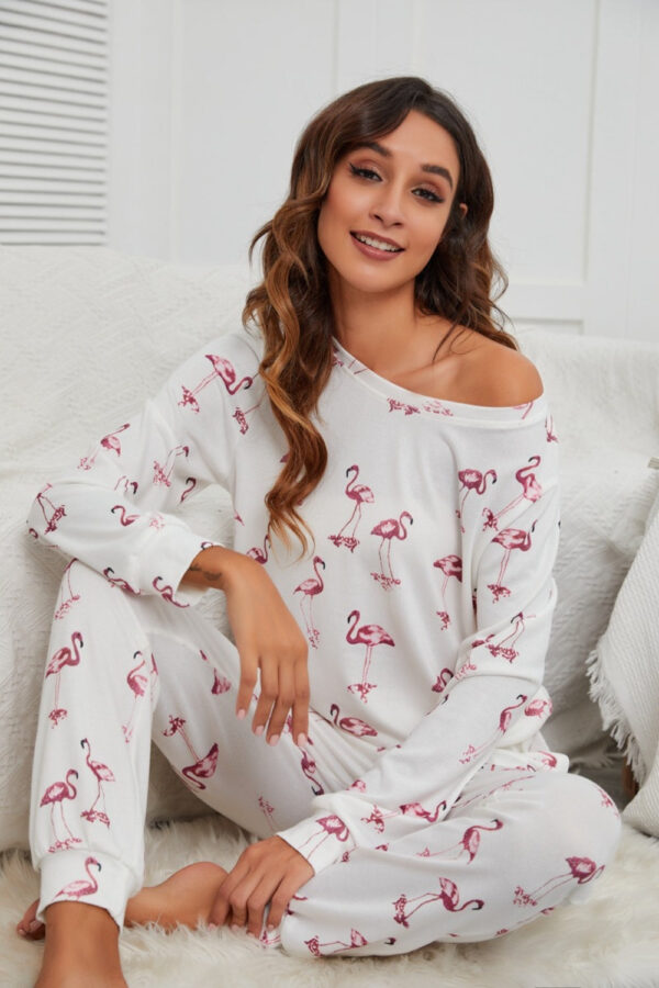Flamingo Long Sleeve Top and Pants Lounge Set - Image 7