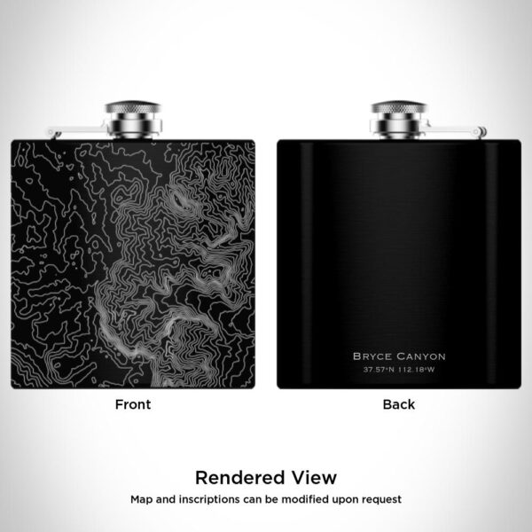 Bryce Canyon National Park - Utah Map Hip Flask in Matte Black - Image 2