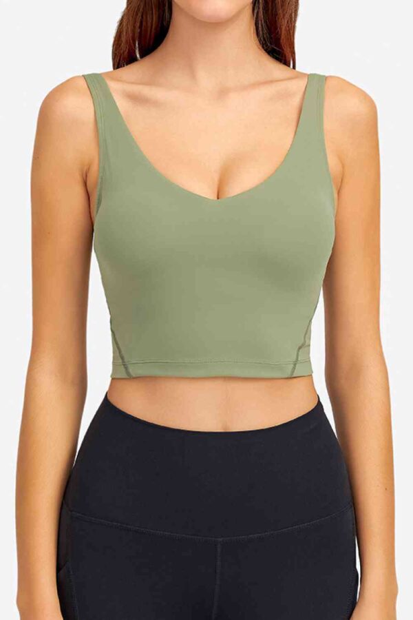 Deep V-Neck Crop Sports Bra - Image 19