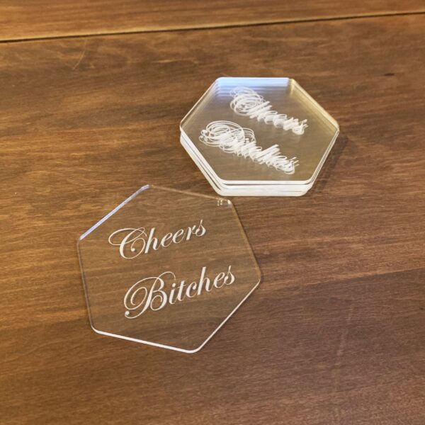 Cheers Bitches Clear Coaster Set - Image 3