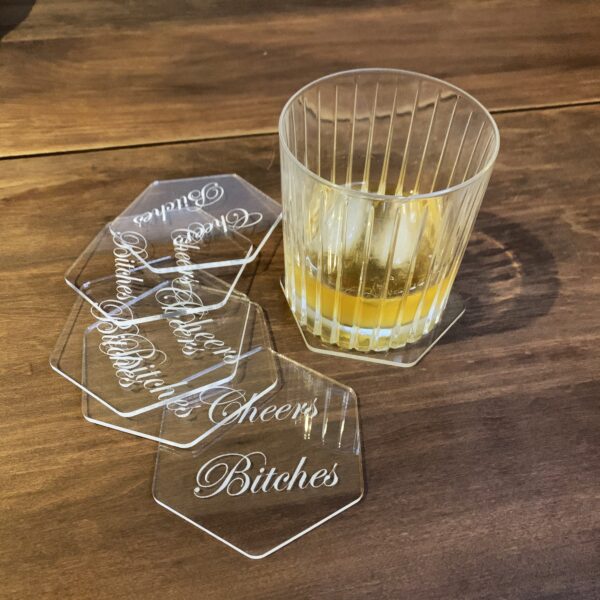 Cheers Bitches Clear Coaster Set