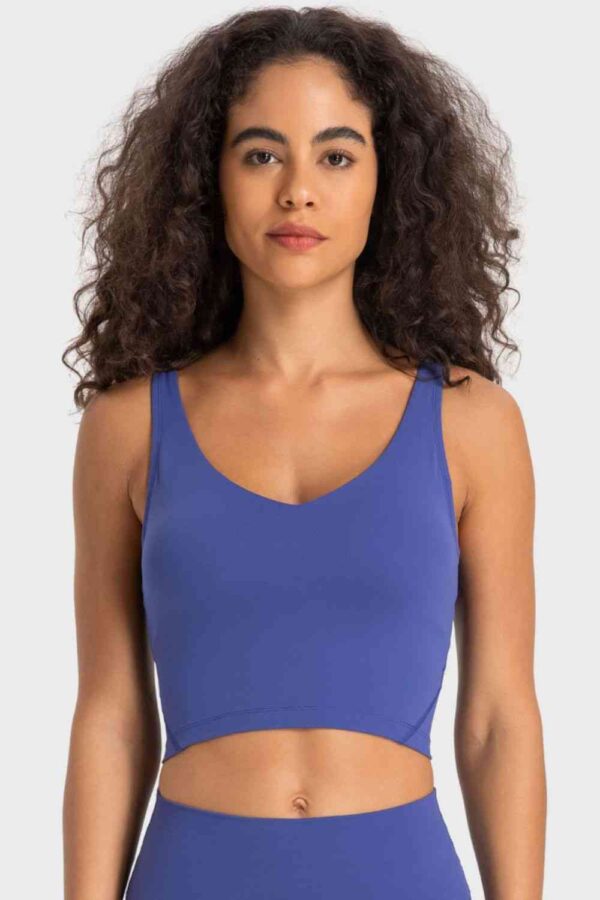 Deep V-Neck Crop Sports Bra - Image 29