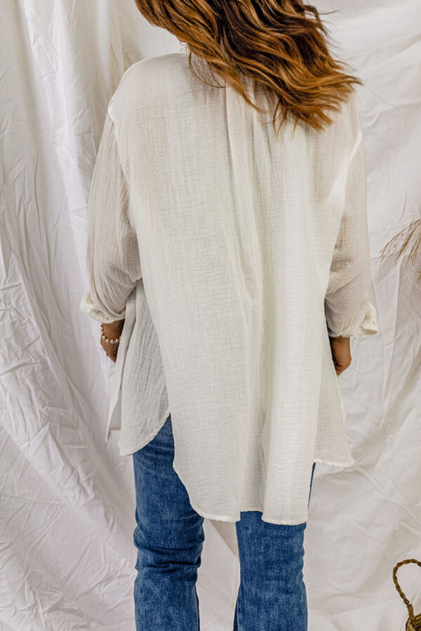 Slit Button Up Long Sleeve Shirt - Image 4