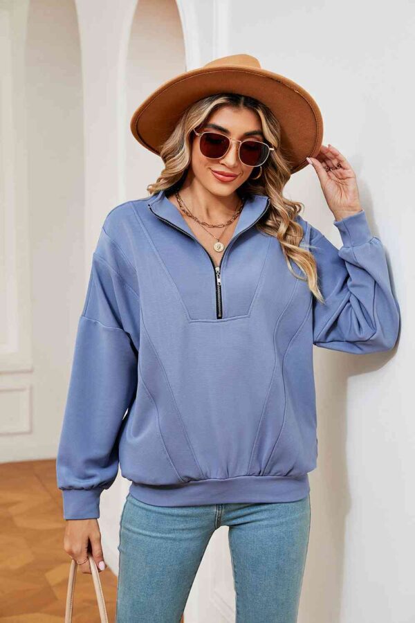 Half-Zip Dropped Shoulder Sweatshirt - Image 4