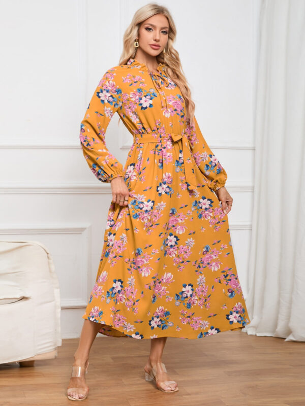 Floral Tie Front Balloon Sleeve Dress - Image 14