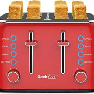 Retro Red Extra Wide Slot Auto Pop-Up 4 SliceToaster