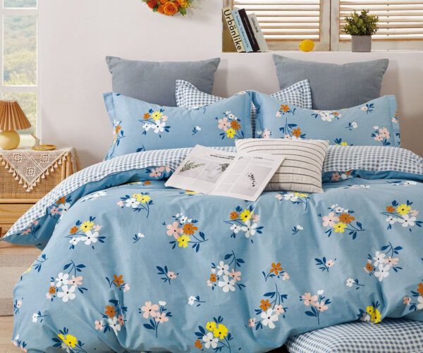 Quinn  Blue Floral 100% Cotton Comforter Set - Image 2