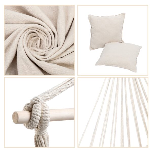 Distinctive Cotton Canvas Hanging Rope Chair with Pillows - Image 5