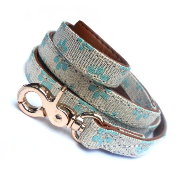 Flower Fabric Dog Leads - Blue