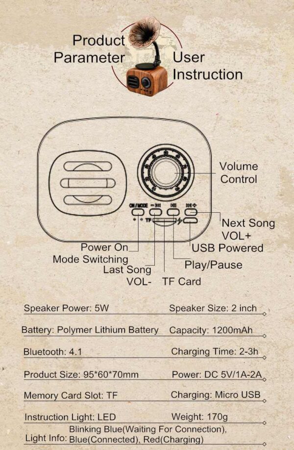 Retro Radio Wireless Mini Portable Bluetooth Stereo Speaker - Image 6