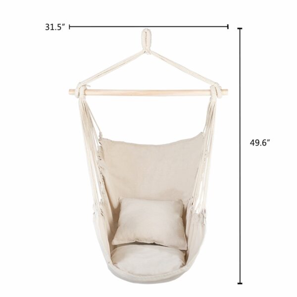 Distinctive Cotton Canvas Hanging Rope Chair with Pillows - Image 4