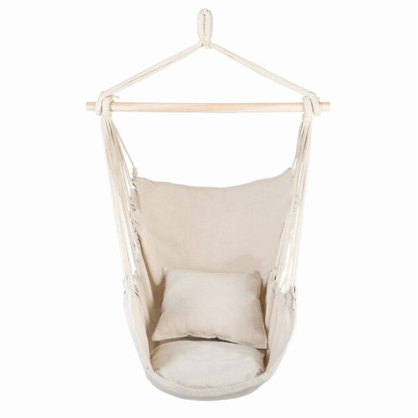 Distinctive Cotton Canvas Hanging Rope Chair with Pillows - Image 2