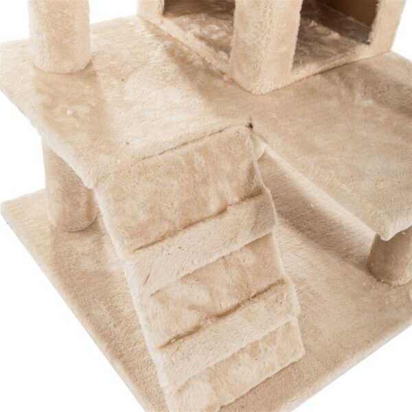 52" Solid Cute Sisal Rope Plush Cat Climb Tree Cat Tower Beige - Image 2