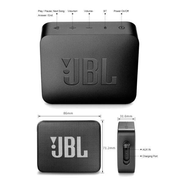 JBL GO 2 Wireless Bluetooth Speaker IPX7 Waterproof With Mic - Image 3
