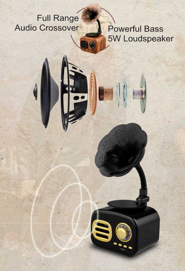 Retro Radio Wireless Mini Portable Bluetooth Stereo Speaker - Image 4