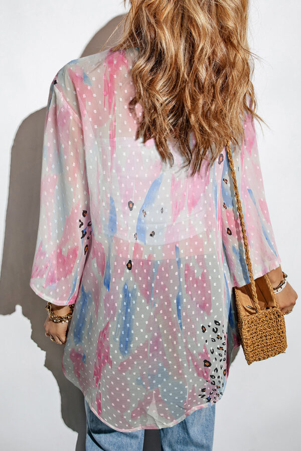 Swiss Dot Printed Open Front Cover Up - Image 8