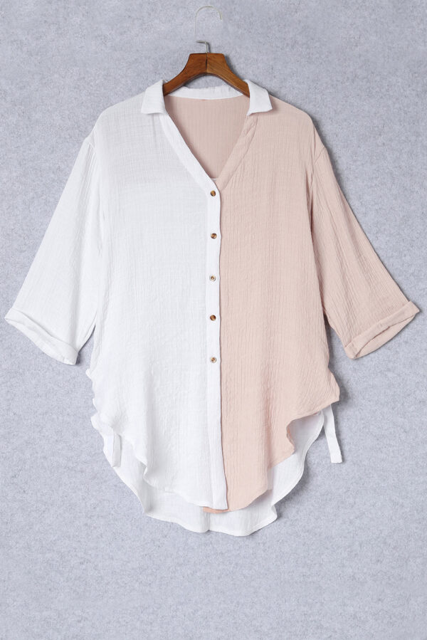 Two-Tone Button Up Dropped Shoulder Shirt - Image 6