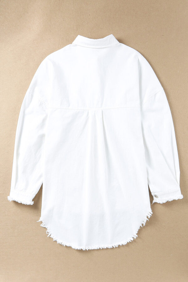 Sequin Raw Hem Dropped Shoulder Shirt - Image 4