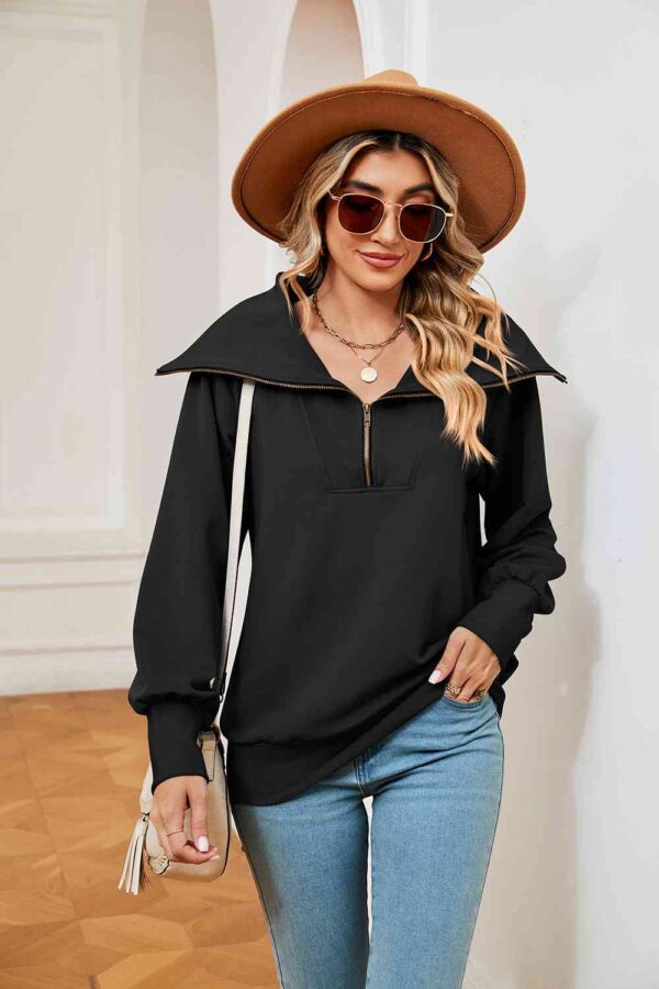 Half-Zip Collared Sweatshirt - Image 9