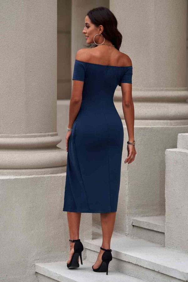 Off-Shoulder Short Sleeve Split Dress - Image 8