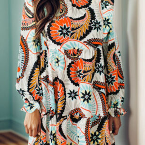 Ruffled Printed Flounce Sleeve Mini Dress