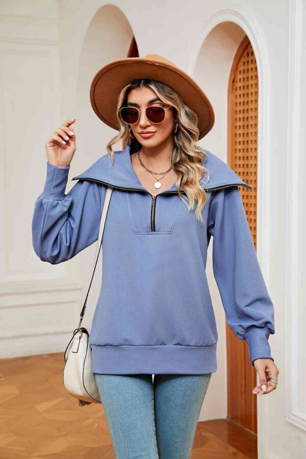 Half-Zip Collared Sweatshirt - Image 14