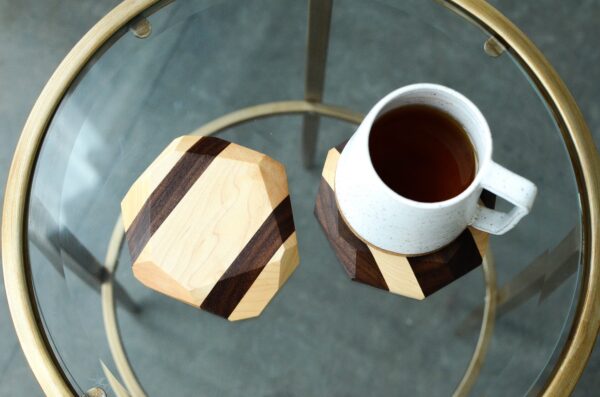 Hardwood Geometric Coasters (Set of 4) - Image 2