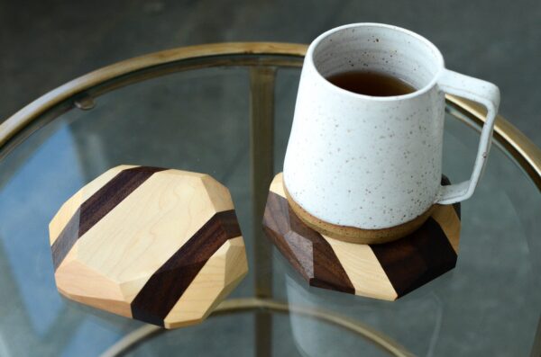 Hardwood Geometric Coasters (Set of 4) - Image 4