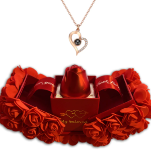 Valentine's Day Rose Gift Box With Necklace