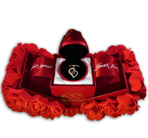 Valentine's Day Rose Gift Box With Necklace - Image 2