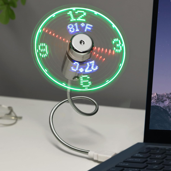 USB LED Clock Fan - Image 2