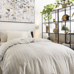 Yarn-Dyed European Linen and Organic Cotton Striped Duvet Set