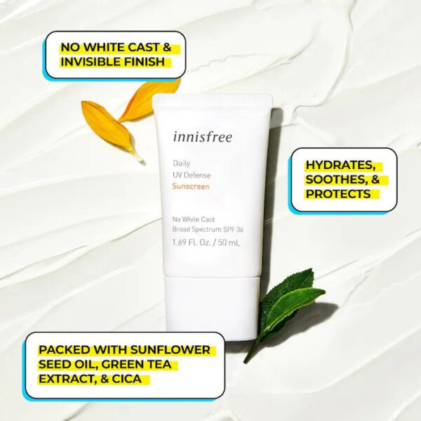 innisfree Daily UV Defense Invisible Broad Spectrum SPF 36 Sunscreen - Image 4