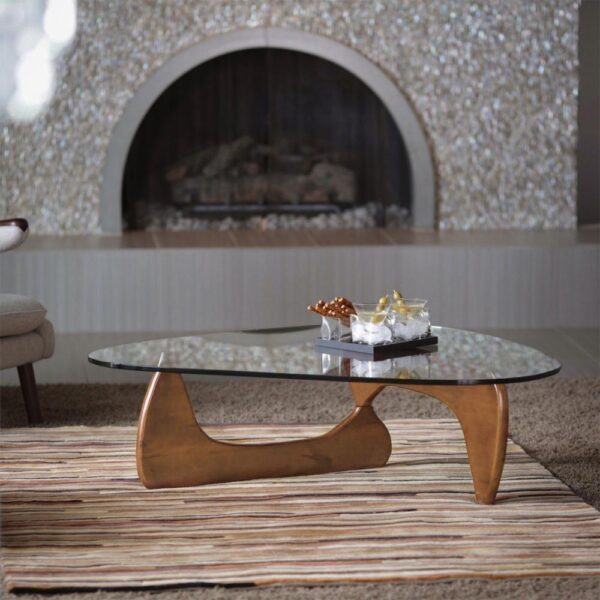 Furgle Glass Top Triangle Coffee Table Vintage Glass End Table Leisure Tempered Glass Side Table for Coffee Shop/Living Room