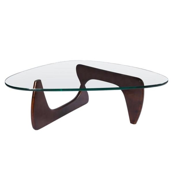 Furgle Glass Top Triangle Coffee Table Vintage Glass End Table Leisure Tempered Glass Side Table for Coffee Shop/Living Room - Image 3