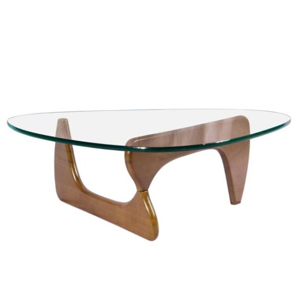 Furgle Glass Top Triangle Coffee Table Vintage Glass End Table Leisure Tempered Glass Side Table for Coffee Shop/Living Room - Image 2