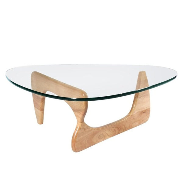 Furgle Glass Top Triangle Coffee Table Vintage Glass End Table Leisure Tempered Glass Side Table for Coffee Shop/Living Room - Image 4
