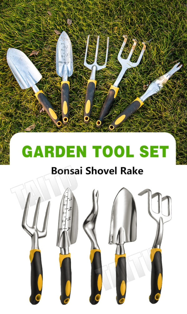 TAITU Garden Tool Hand Trowel Bonsai Shovel Rake,Cultivator,Weeder Tools With Ergonomic Handle,Garden Lawn Farmland Transplant - Image 5