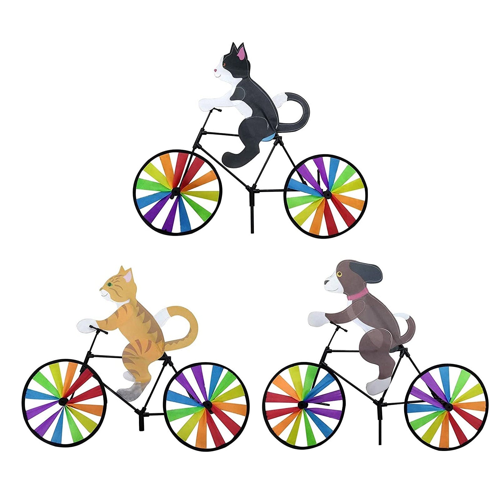 Cat Dog on Bicycle Wind Spinner - Image 2