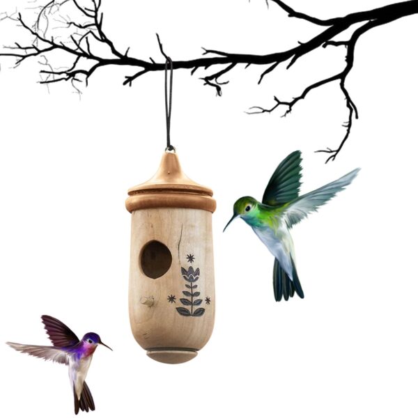 Wooden Hummingbird House Hanging Swing