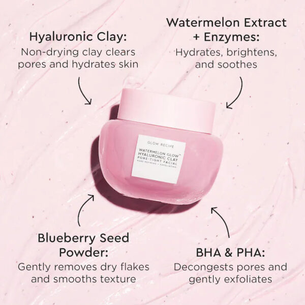 Watermelon Glow Hyaluronic Clay Pore-Tight Facial Mask - Image 6