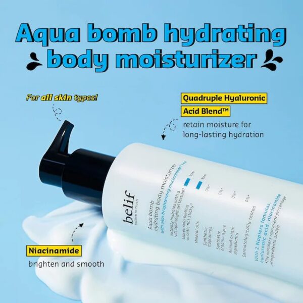 belif Aqua Bomb Hydrating Body Moisturizer with Niacinamide and Hyaluronic Acid 10.13 oz/ 300 mL - Image 4